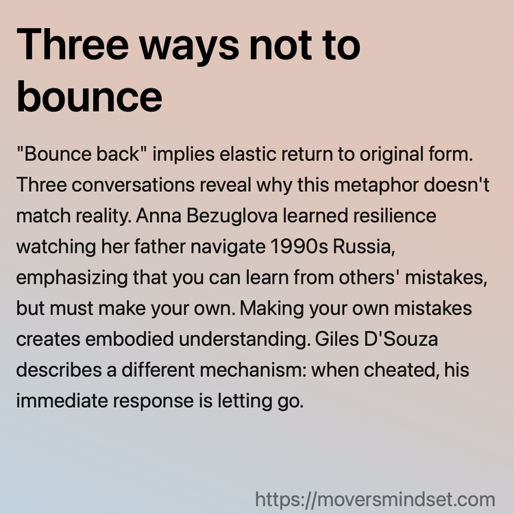 Three ways not to bounce