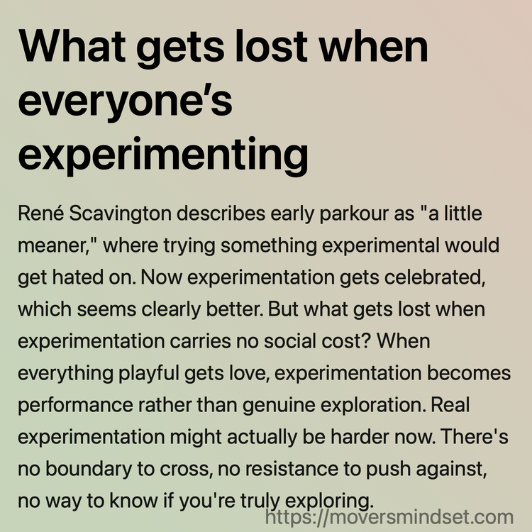 What gets lost when everyone’s experimenting
